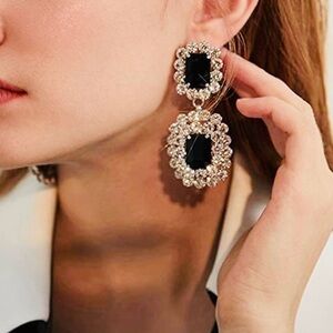 Elegant Black and Silver Statement Earrings